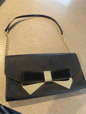 Black Anne Klein  Bow Accent Chain Shoulder Bag